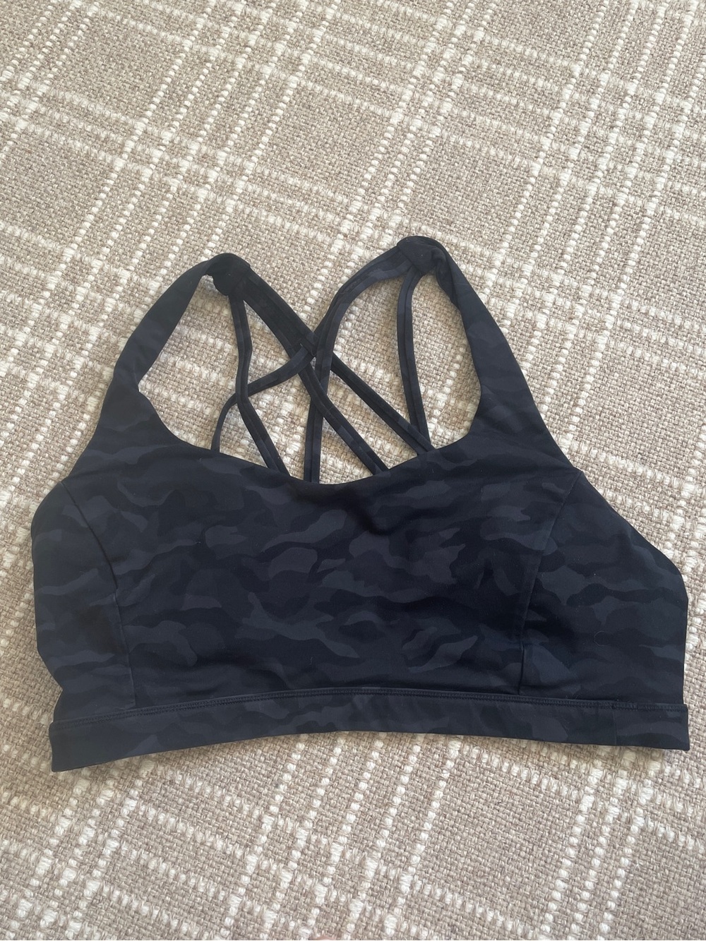 lululemon athletica Black Camo Strappy Sports Bra